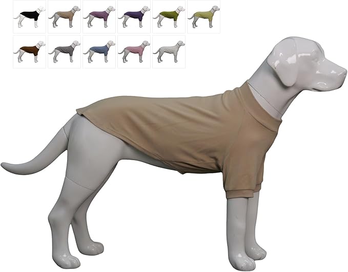 Lovelonglong Ribbed Dog T-Shirt Cotton Knitted Dog Sweaters for All Season Pet T-Shirts for Large Medium Small Dogs Beige XS