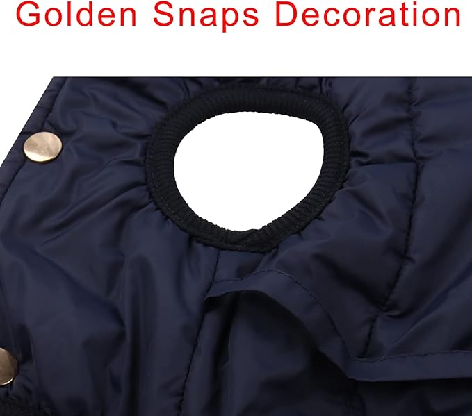 Fleece Lined Warm Dog Jacket for Winter Cold Weather,Soft Windproof Large Dog Coat,Blue XXL