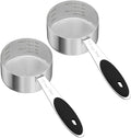 2PCS 1/3CUP(79ml) Dog Cat Food Scoop, Stainless Steel Measuring Cup, Metal Pet Scooper with Inner Precision Scale Measurement