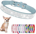 Serijoars Small Dog Collar with Rhinestone Crystal Diamond Colorful Bling Girl Puppy Cat Collars (S, Light Blue)