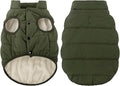 ASENKU Windproof Dog Winter Coat Waterproof Fleece Jacket Cold Weather Pet Apparel for Small Medium Large Dogs (ArmyGreen, 2XL)