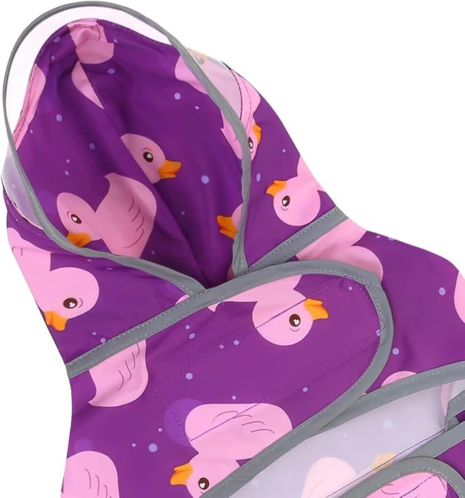 HDE Dog Raincoat with Clear Hood Rain Jacket Poncho for Small Medium Large Dogs Ducks Purple - M