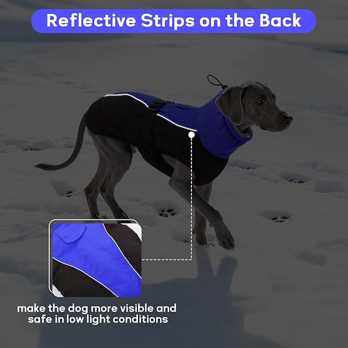 IDOMIK Dog Winter Coat, Reflective Waterproof Dog Jacket for Cold Weather, Warm Pet Coats for Small Medium Large Dogs, High Collar Doggy Fleece Snow Jacket, Winter Vest with Adjustable Buckle,M