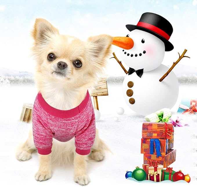 Idepet Pet Dog Classic Knitwear Sweater,Fleece Coat for Small,Medium Dog,Warm Pet Dog Cat Clothes,Soft Puppy Customes (XXL, Rosered)