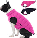 Lelepet Reversible Dog Coat Waterproof Dog Jacket Windproof Puffer Vest for Winter Warm Lightweight Coats for Small Dogs Adjustbale Hook & Loop Pet Apparel with Leash Hole, Shih Tzu, Rose Red, S