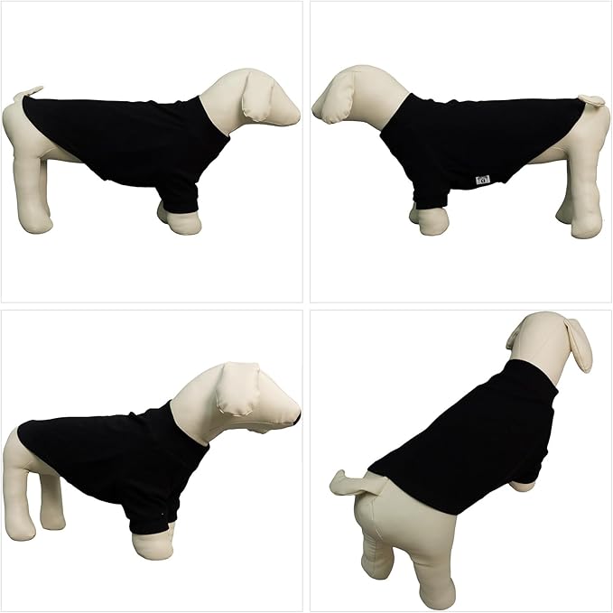 Lovelonglong Ribbed Dog T-Shirt Cotton Knitted Dog Sweaters for All Season Pet T-Shirts for Large Medium Small Dogs Black L