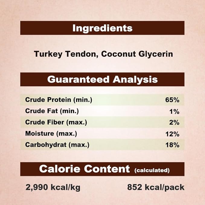 AFreschi Turkey Tendons for Dogs, USA-Sourced, Healthy Dog Treats, Rawhide-Free Puppy Chews, Long Lasting, All Natural, Hypoallergenic Dog Treats for Medium Breeds, 10 oz Pack Bone (M)
