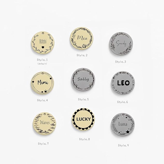 Cat Dog ID Tags Personalized 9 Corolla Styles Flower Wreath to Choose for Extra Small Pets Collar Accessories Shiny Brass Copper Engraved Custom on Both Side