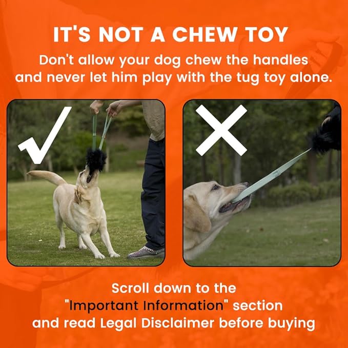 HOWGO Dog Rope Toy - Double Handle Dog Bungee Chaser Toy 100% Sheepskin,Sheep Smell Tug Toy for All Breeds(Yellow, Large)