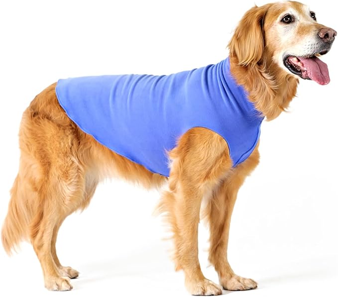 Goldpaw Stretchy Fleece Jacket for Small Dogs - Super Soft, Warm Dog Sweater - Pet Sweater Vest for Fall and Winter - Canine Clothes Made in The USA - Machine Washable - Cornflower Blue - Size 8