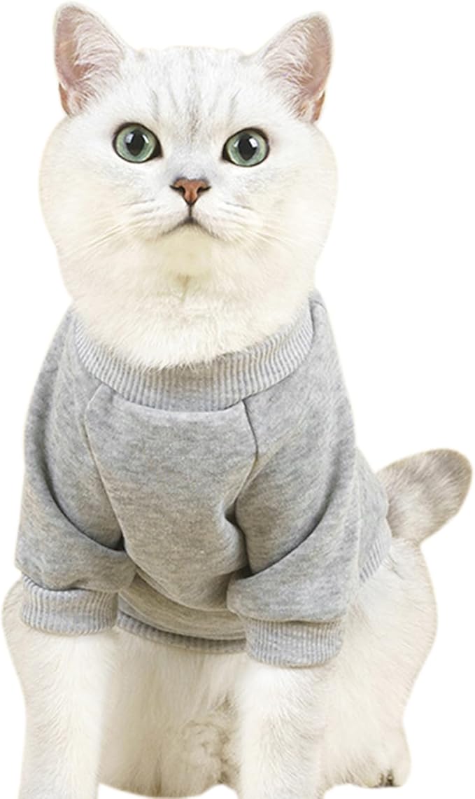 Puppy Sweater for Small Dogs Clothes Warm Winter Cat Clothe Pet Sweatshirt Knitwear Doggie Kitten Clothing, Grey, Small