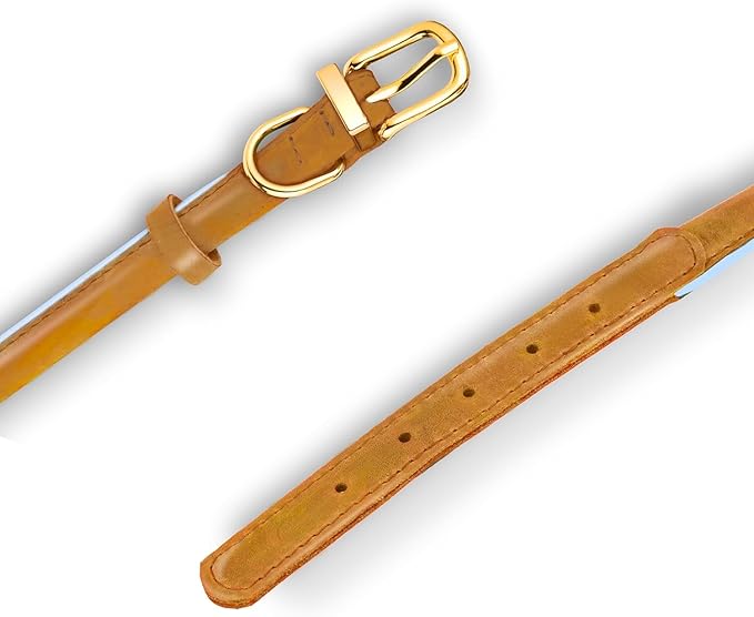 OOPSDOGGY Reflective Rolled Leather Dog Collar Adjustable Soft Padded Pet Collar for Small Medium Large Breed Dogs (Camel, XL, 17"-21")