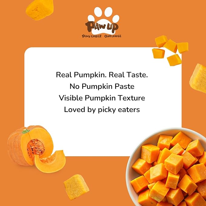 PAWUP Freeze-Dried Pumpkin Treats for Dogs & Cats – High Fiber, Single Ingredient Natural Snacks for Digestion & Gut Health, Healthy Food Toppers, 1.58 oz