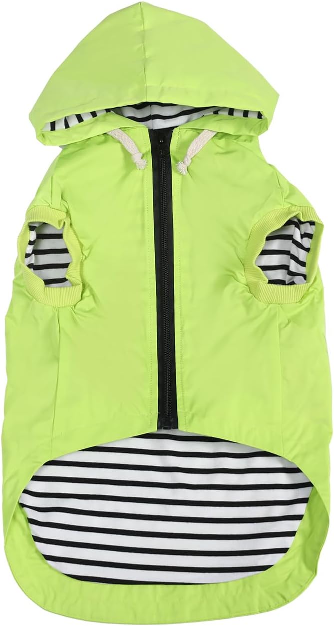 Dog Raincoat rain Jacket Dogs Waterproof fit for Small Medium Breeds Zipper Closure Pocket Storage in Cold Day - Light Green - XS