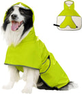 Dog Raincoat, Waterproof Windproof Dog Rain Jacket with Hood, Rain Coat with Leash Hole, Adjustable Raincoat Poncho for Small Medium Large Dogs Outdoor (Neon Yellow, Small)