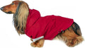 DJANGO Highland Dog Jacket & Raincoat – Water-Repellent, Lined Dog Coat with Hood, Adjustable Fit & Harness Hole – Lightweight Rain & Wind Jacket for Small & Medium Dogs up to 30 lbs (Red, Medium)