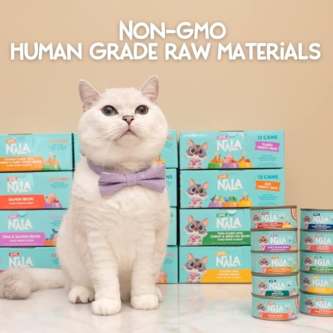 LOVE, NALA - Single Protein Flaked Wet Cat Food Variety Pack - Chicken, Tuna & White Fish - Natural, Hydration Broth, Grain-Free, Human-Grade Protein, Non-GMO, No Gums, No Carrageenan-2.8 oz,12 Cans