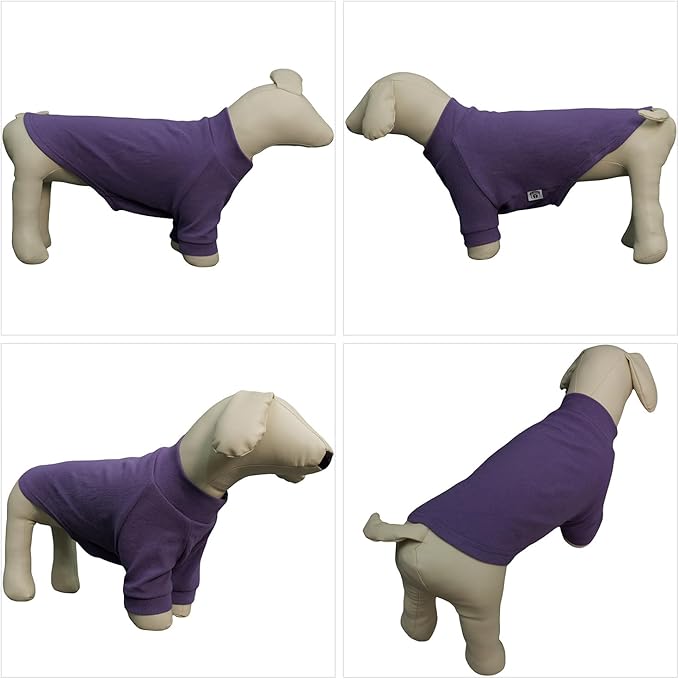 Lovelonglong Ribbed Dog T-Shirt Cotton Knitted Dog Sweaters for All Season Pet T-Shirts for Large Medium Small Dogs Purple XL