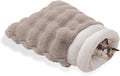 Cat Sleeping Bag for Indoor Cats Self Warming Cat Bed Fits up to 15 lbs Pets Soft Plush Warm Bed 360° Wrap Bag Washable Comfortable Pet Sleeping Bed 21" × 17" Coffee