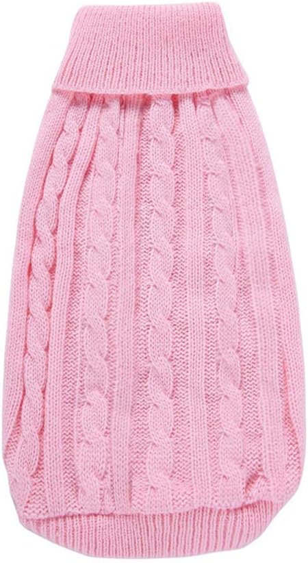 Dog Sweater, Warm & Comfortable Winter Classic Turtleneck Pet Sweater, Large, Pink