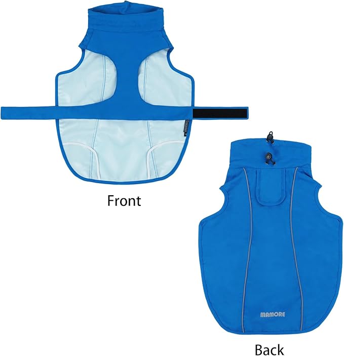 Waterproof Dog Raincoat, Adjustable Lightweight Dog Rain Jacket with Reflective Strip Leash Hole for Small Medium Large Dogs (Blue, 3X-Large(77-94lb))
