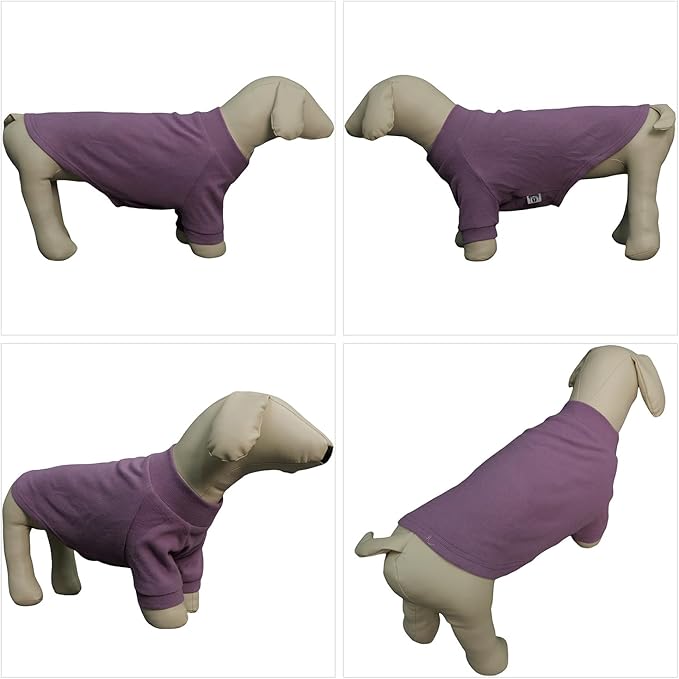 Lovelonglong Ribbed Dog T-Shirt Cotton Knitted Dog Sweaters for All Season Pet T-Shirts for Large Medium Small Dogs Taro Purple XS