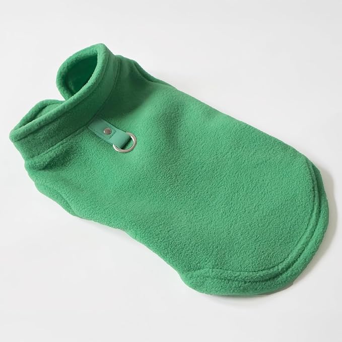 JACKO & CO - Fleece Vest Dog Sweater with Leash Ring - Soft, Warm & Lightweight Pullover Coat for Small & Medium Dogs, Puppies & Cats - Cozy Fall/Winter/Spring Pet Jacket (Green, Large 10-16lbs)