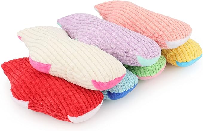 Squeaky Plush Dog Toy - Funny Stuffed Socks for Small Medium Dogs - Cute Pet Chew Toy Birthday Gift (White Pink)