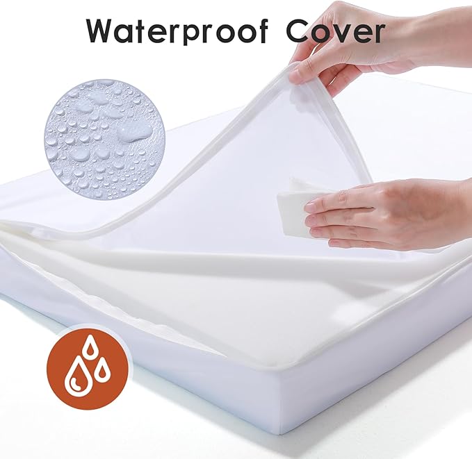 Orthopedic Dog Beds Large Sized Dog, Memory Foam Pet Bed for Medium and Large Dogs, Removable and Washable Microsuede Cover, TPU Waterproof Liner, Nonskid Bottom, 41x27x6 Inches, Khaki