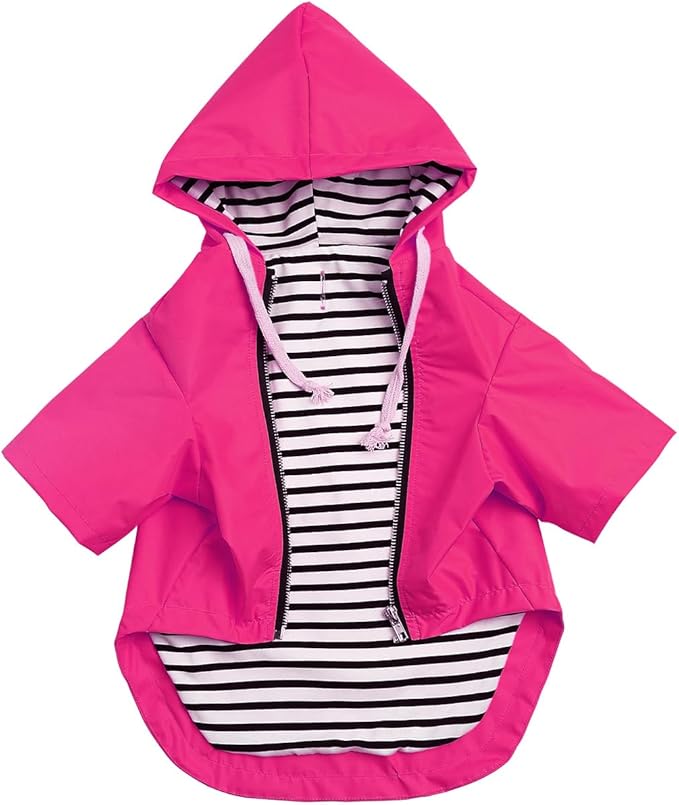 Dog Raincoat rain Jacket Raincoat Dogs Waterproof Small Medium Breeds Zip Closure Storage Pocket Harness Hole Pink XS