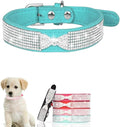Serijoars Small Dog Collar with Rhinestone Crystal Diamond Colorful Bling Girl Puppy Cat Collars (L, Light Blue3)