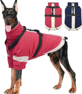 MIGOHI Dog Coat with Harness Built in, 2-in-1 Windproof Dog Winter Coat, Thermal Reflective Jacket with Back Zipper for Large Dogs Cold Weather, Labrador Retriever, Pink, 2XL