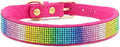 Serijoars Small Dog Collar with Rhinestone Crystal Diamond Colorful Bling Girl Puppy Cat Collars (XS, Hot Pink2)