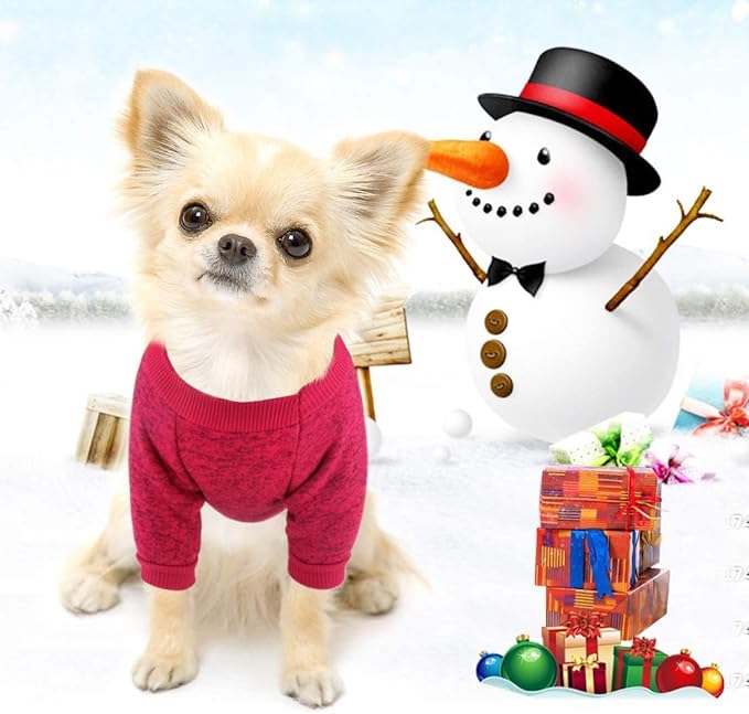 Idepet Pet Dog Classic Knitwear Sweater, Fleece Coat for Small,Medium,Large Dog,Warm Pet Dog Cat Clothes,Soft Puppy Customes (S, WineRed)