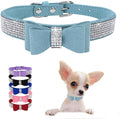 Serijoars Small Dog Collar with Rhinestone Crystal Diamond Colorful Bling Girl Puppy Cat Collars (XS, Light Blue1)