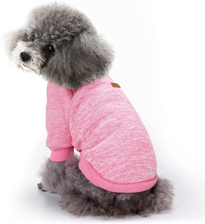 2 Pieces Pet Dog Classic Knitwear Sweater, Fleece Coat for Small,Medium Dogs,Warm Pet Dog Cat Clothes,Soft Puppy Customes for Chihuahua Yorkshire Tzu (Pink Purple,M)