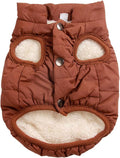 2 Layers Fleece Lined Warm Dog Jacket for Winter Cold Weather,Soft Windproof Large Dog Coat,Brown XXL