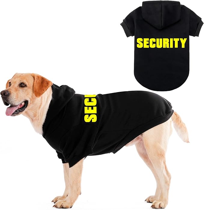 EXPAWLORER Security Dog Hoodie Puppy Sweater - Dog Sweatshirt Soft Fleece Lined Pet Clothes, Cold Weather Hooded Jacket Coat Keep Warm for Small Medium Large Dogs, 3X-Large