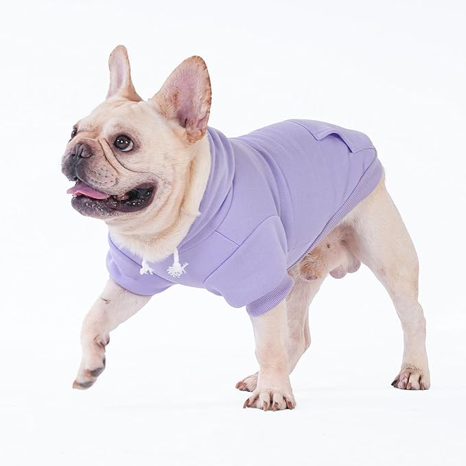 KOOLTAIL Basic Dog Hoodie - Soft & Warm Dog Hoodie Sweater with Leash Hole and Pocket, Pet Winter Coat, Cold Weather Clothes Sweatshirt for Small Medium Large Dogs Puppy Cat Boys Girls Lavender