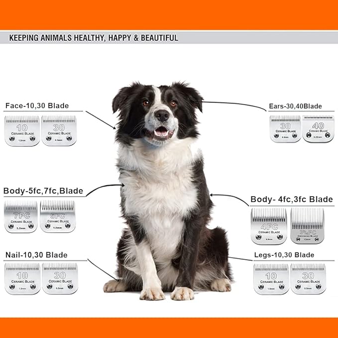 3PCS 30 Blades Dog Grooming Clipper Blades Compatible with Andis Pet Clipper/Oster A5/Wahl KM Series Dog Clipper,Ceramic Blade & Stainless Steel Blade