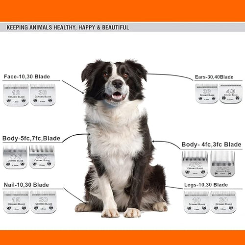 3PCS 30 Blades Dog Grooming Clipper Blades Compatible with Andis Pet Clipper/Oster A5/Wahl KM Series Dog Clipper,Ceramic Blade & Stainless Steel Blade