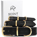 Classic Genuine Leather Dog Collar | Dog Collars for Medium Dogs, Small Dogs, Large Dogs & Extra Large Dog | Wide Dog Collar | Heavy Duty Collar (Black, Large)