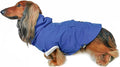 DJANGO Highland Dog Jacket & Raincoat – Water-Repellent, Lined Dog Coat with Hood, Adjustable Fit & Harness Hole – Lightweight Rain & Wind Jacket for Small & Medium Dogs up to 30 lbs (Blue, X-Small)