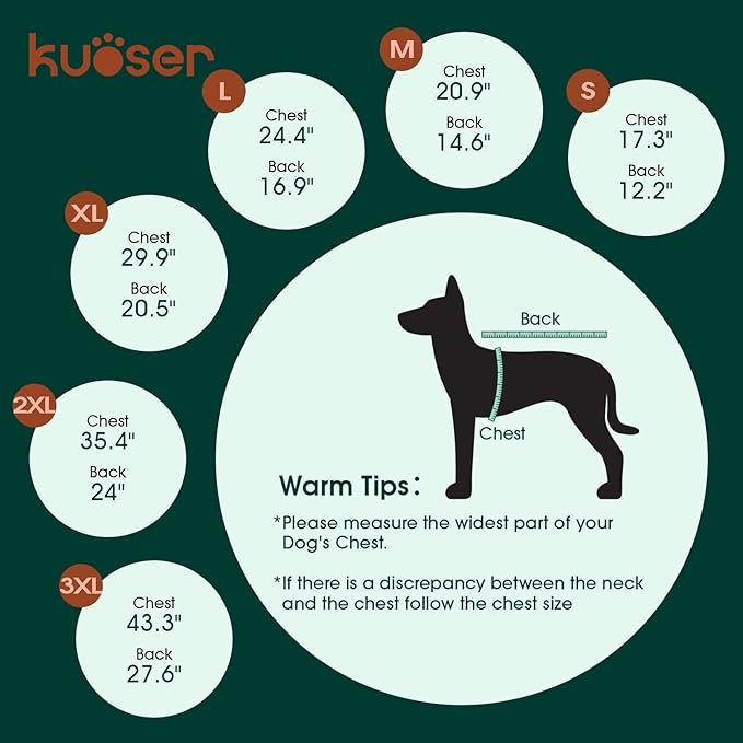 Kuoser XL Insulated Dog Vest | Big Breed Jacket for Huskies & Shepherds | Reinforced Seams Withstand Snow Play, Breathable, Orange XL