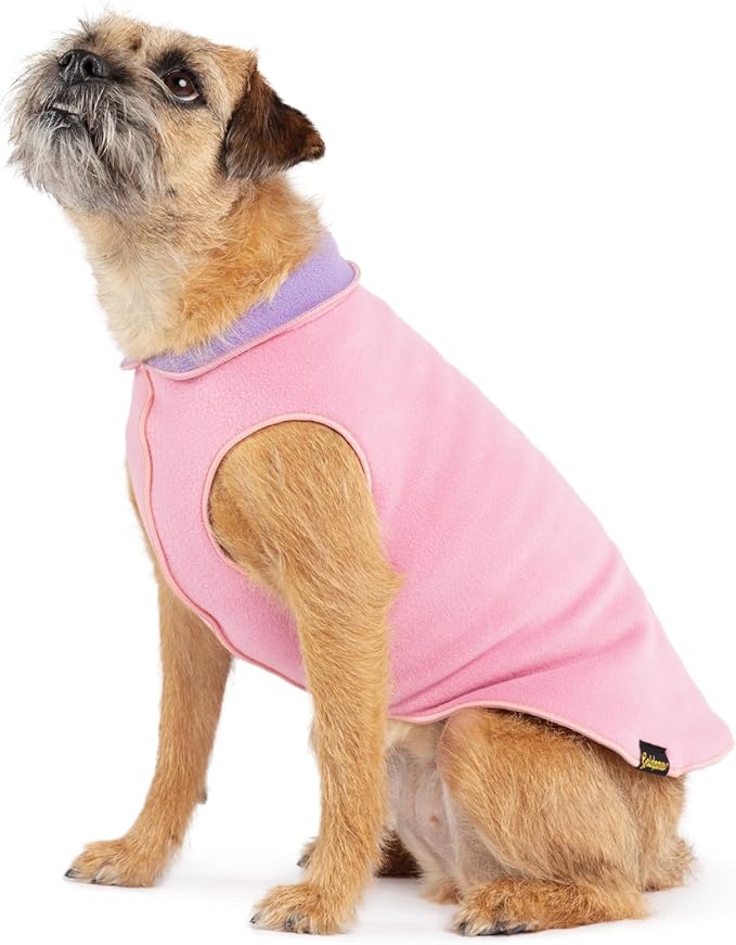 Goldpaw Duluth Double Fleece Dog Sweater Vest for Small Dogs - Soft, Stretchy Dog Fleece - Warm Pet Jacket for Fall and Winter - Premium Pet Outerwear - Machine Washable - Rose/Lavender - Size 14