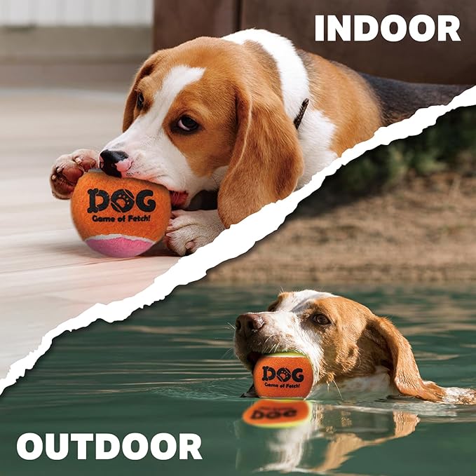 AMA SPORT Squeaky Tennis Balls for Dogs 2.0" Small Dog Tennis Balls for Throwing and Fetching Dog Toys for Training, Exercise, High Bouncing 4 Pack (Orange Yellow)