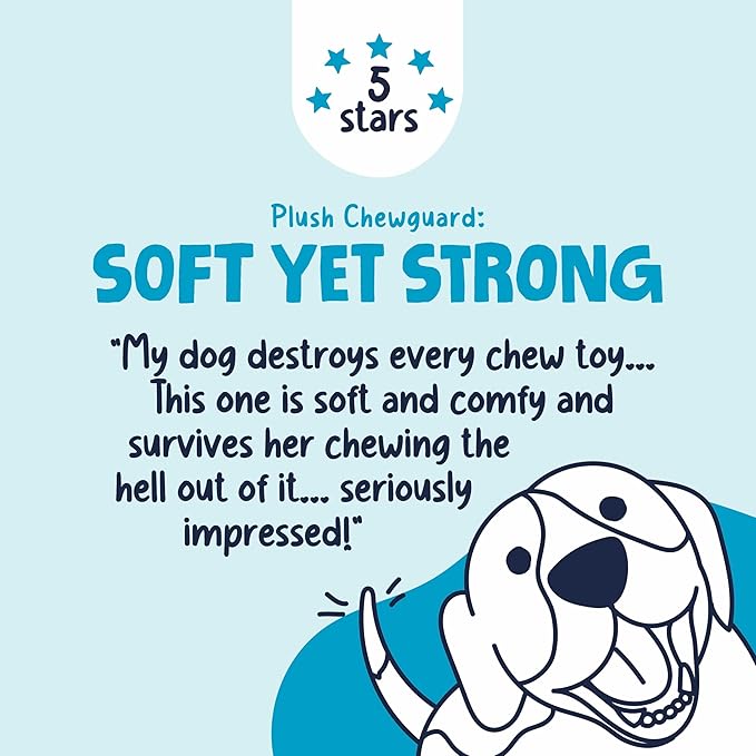 goDog Dinos Frills Squeaky Plush Dog Toy with Chew Guard Technology, Durable Fabric & Squeaker for Active Play, Teal, Small