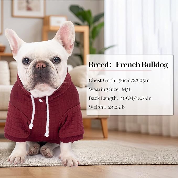 2 Pack Dog Hoodie Sweaters for Small Medium Dogs Warm Dog Clothes for Large Dogs Soft Waffle-Like Laminated Sweatshirt Bulldog