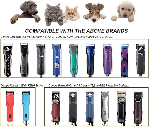 2PCS 5FC Blades Dog Grooming Blades Compatible with Andis/Oster A5/Wahl KM-10 Series Dog Clippers,Detachable Clipper Replacement Blade,Black(5FC/2PCS)