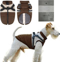 Dog Winter Coat for Small & Medium Dogs (Up to 31lb), Waterproof Dog Coat with Harness, Puppies Windproof Puppy Puffer Jacket, Snowsuit for Dachshund,Frenchie, Corgi (Classic Brown, 2XLarge)